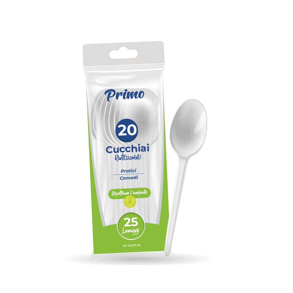 Cucchiaio riutilizzabile bianco LUSSY 25 pz
