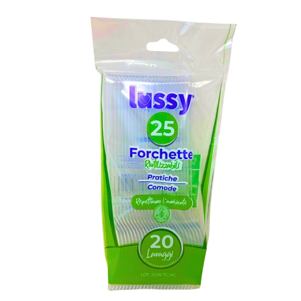 Forchette in plastica riutilizzabili LUSSY trasparenti 20 pz