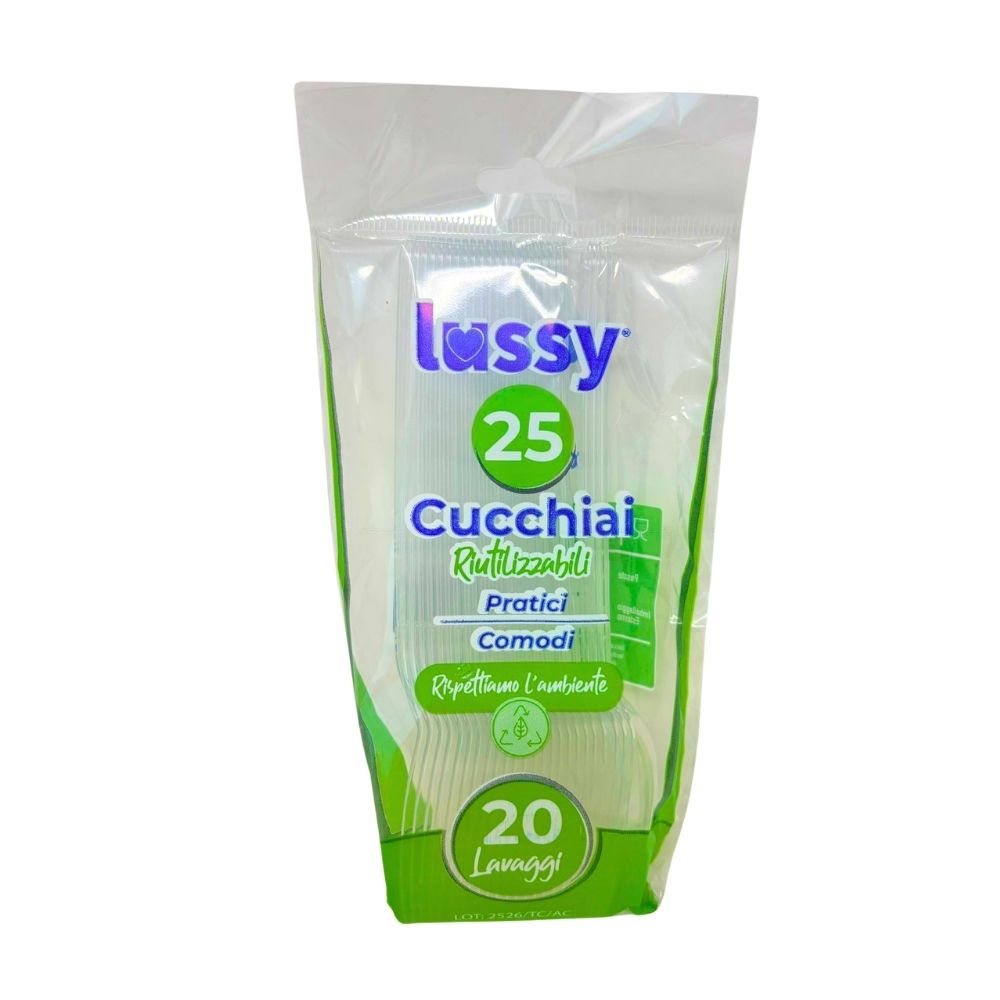 Cucchiai in plastica riutilizzabili LUSSY trasparenti 20 pz