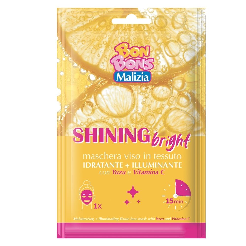 Maschera viso in tessuto MALIZIA BON BONS shining bright 25 ml