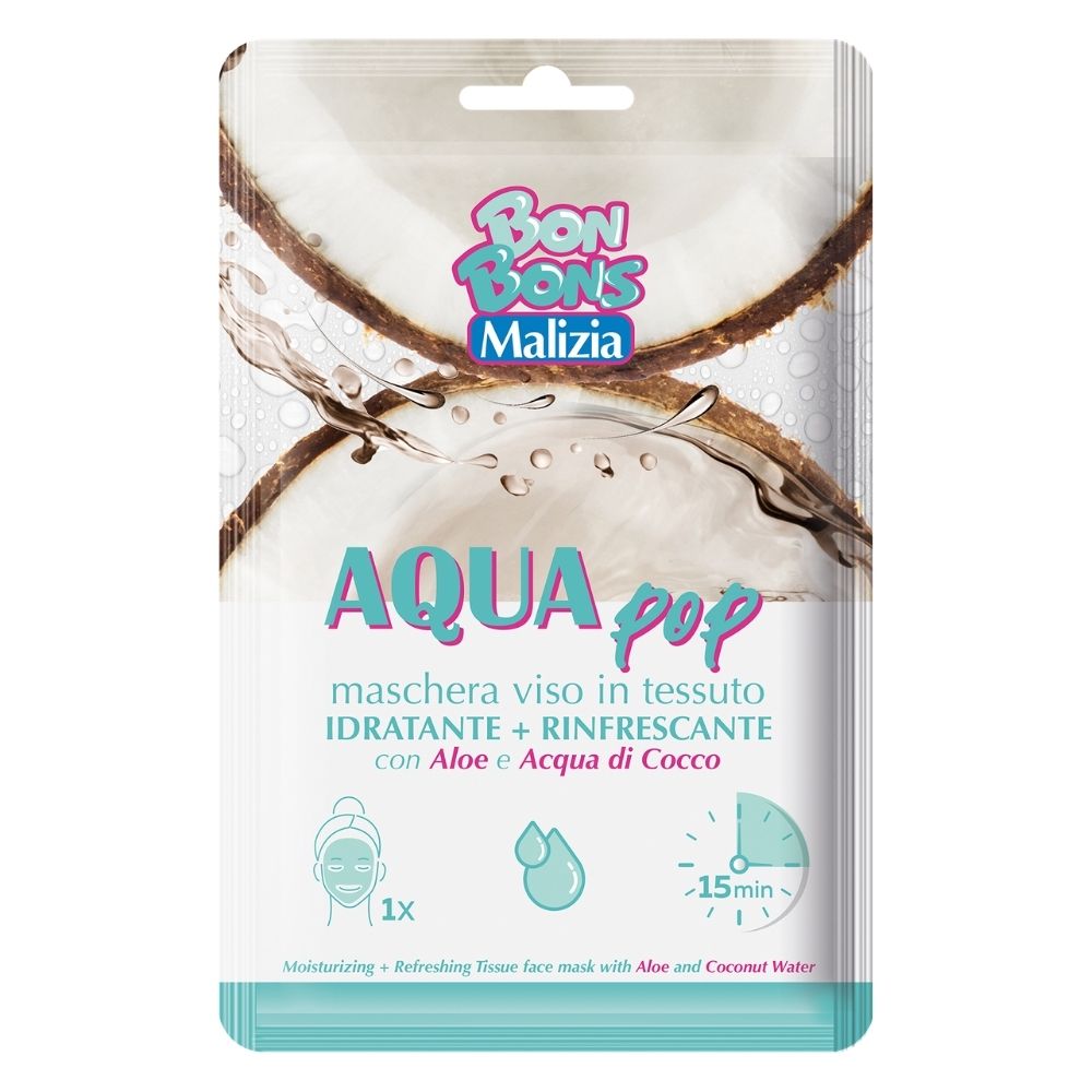 Maschera viso in tessuto MALIZIA BON BONS aqua pop 25 ml