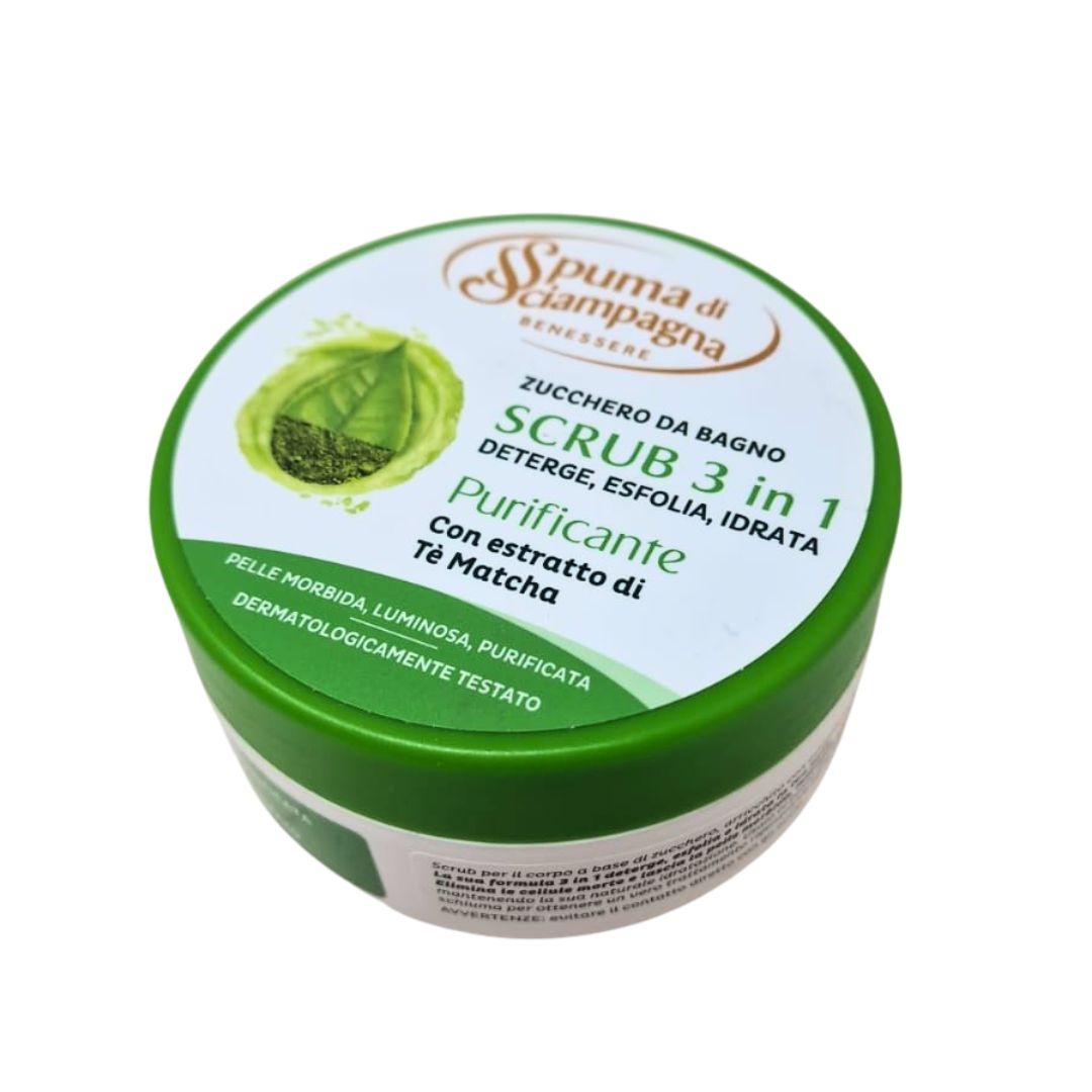 Scrub purificante SPUMA DI SCIAMPAGNA tè matcha 250 ml