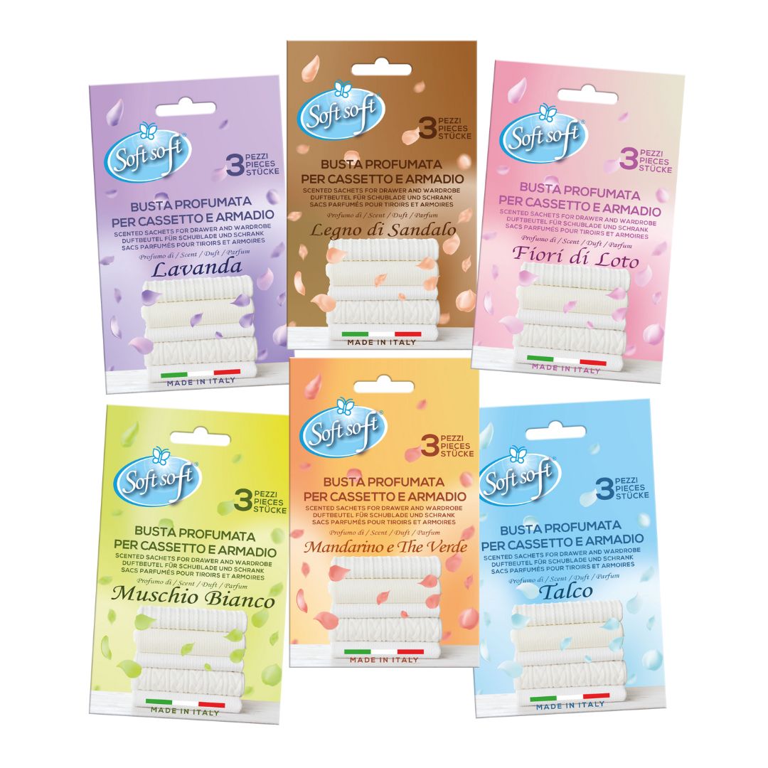 Bustine profumate per armadi e cassetti SOFT SOFT profumazioni assortite, 3 pz