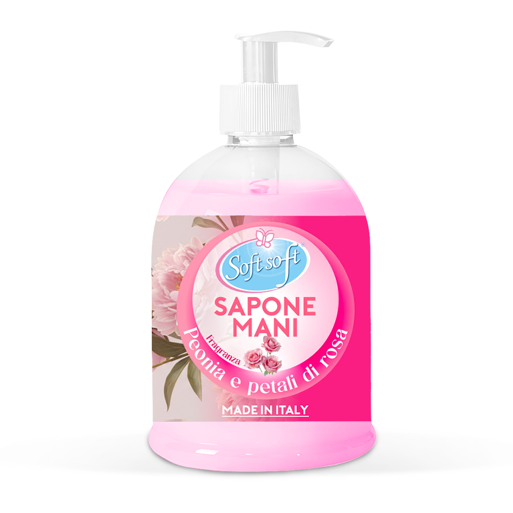 Sapone liquido con dispenser SOFT SOFT peonia e petali di rosa 500 ml