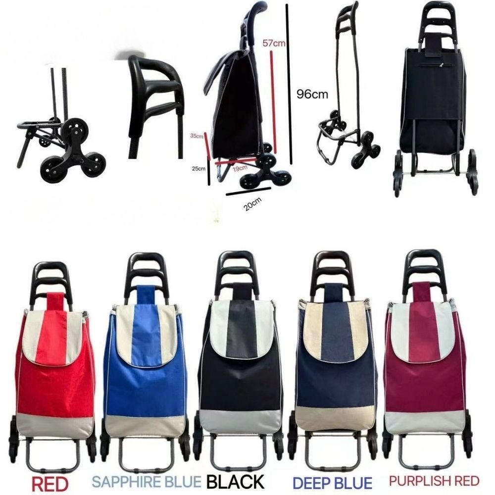 Carrello spesa in fantasie assortite bicolore sistema montascale a 3 ruote
