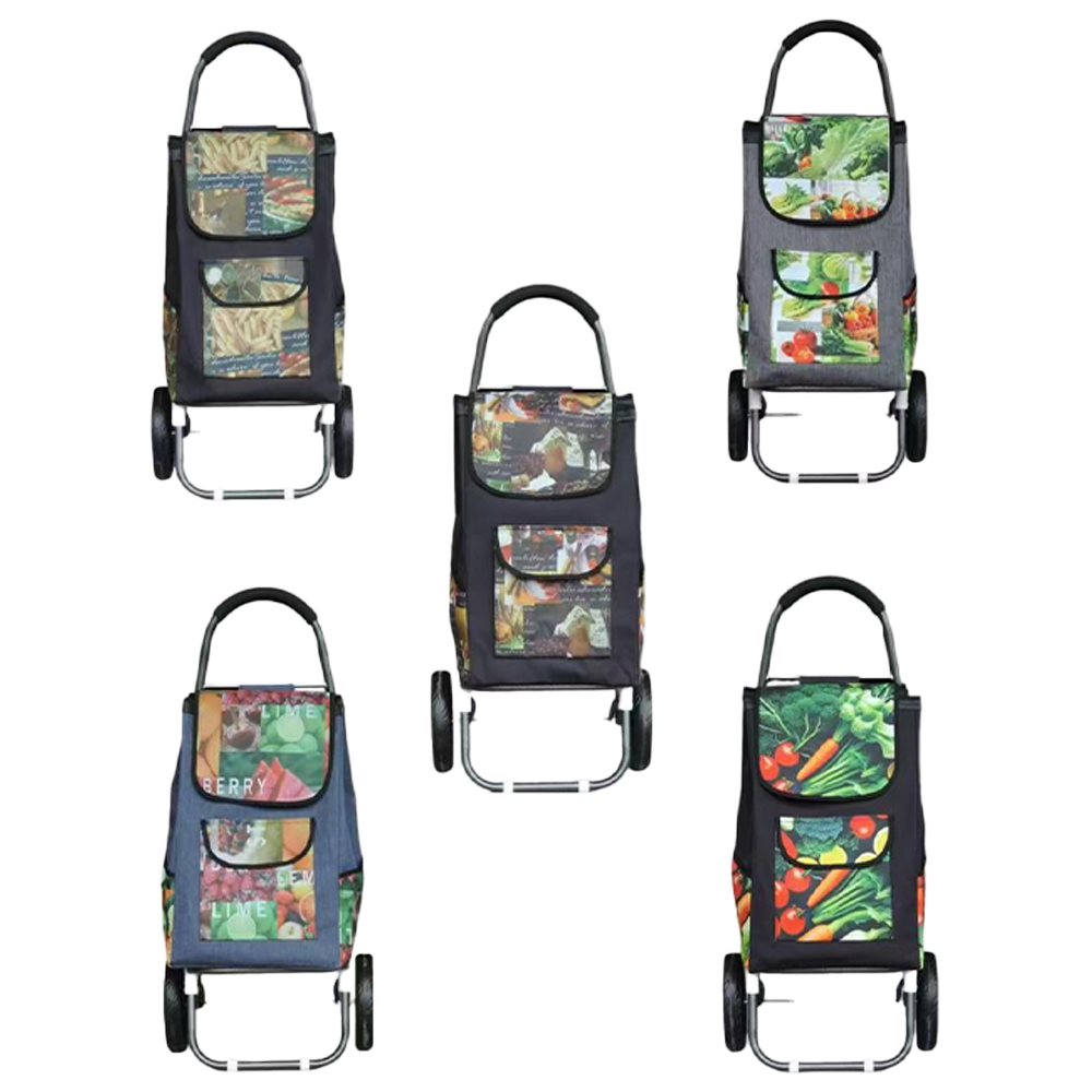 Carrello spesa ruote grandi fantasia frutta e verdura
