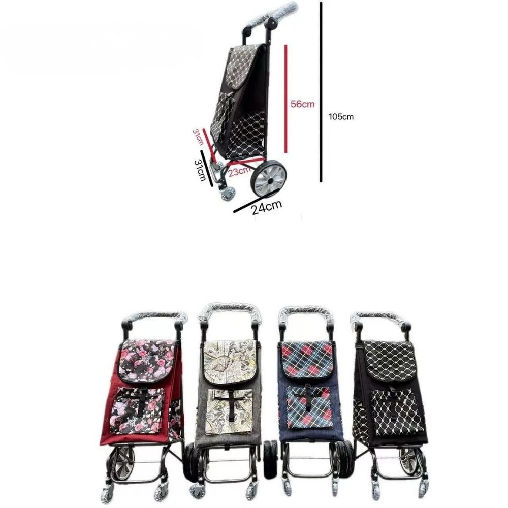 Carrello spesa in fantasie assortite 4 ruote
