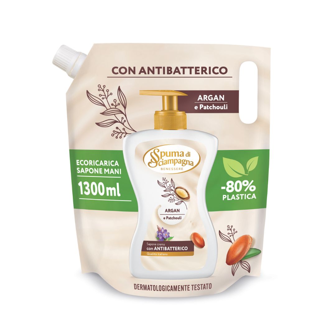 Sapone liquido ecoricarica SPUMA DI SCIAMPAGNA argan 1300 ml