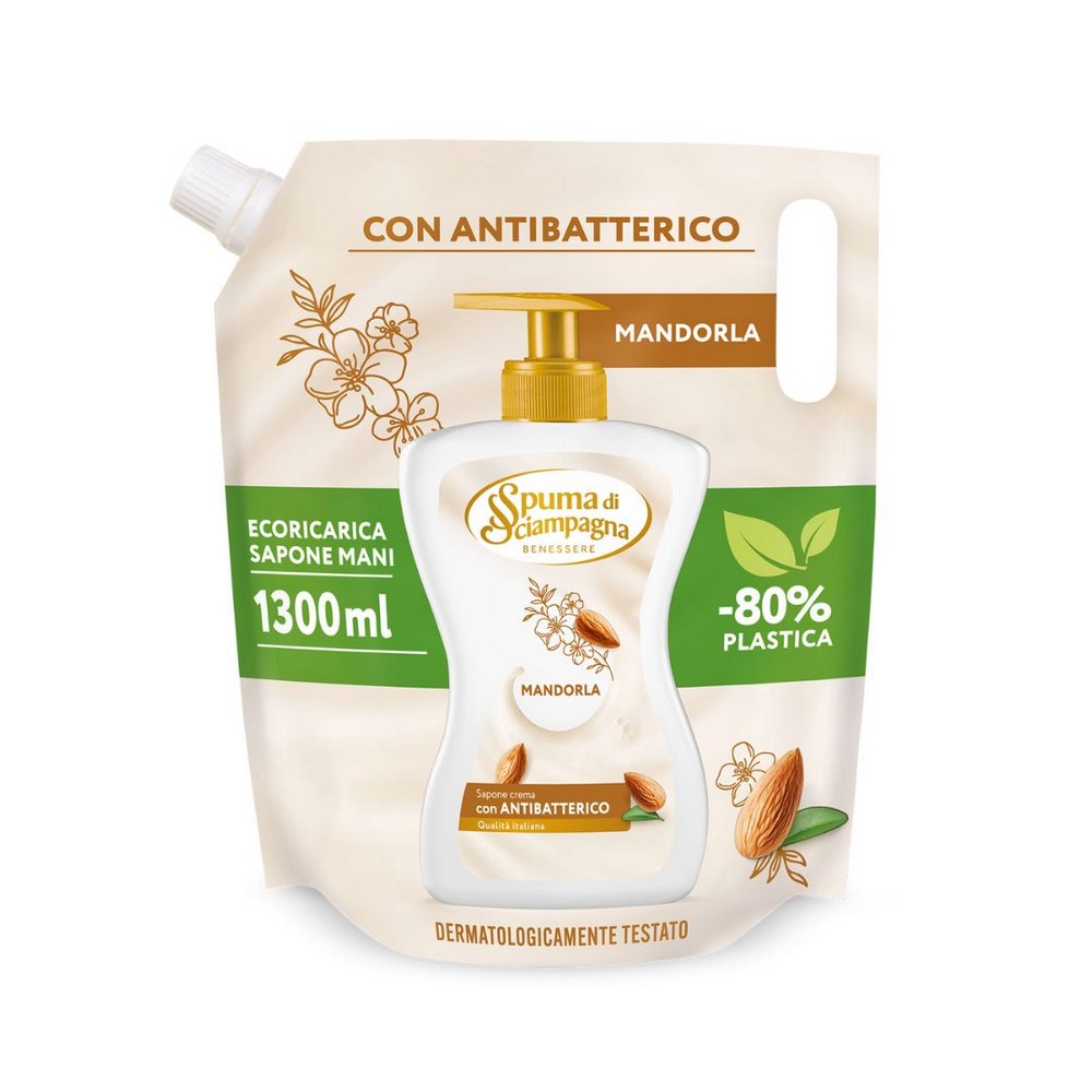 Sapone liquido ecoricarica SPUMA DI SCIAMPAGNA mandorla 1300 ml