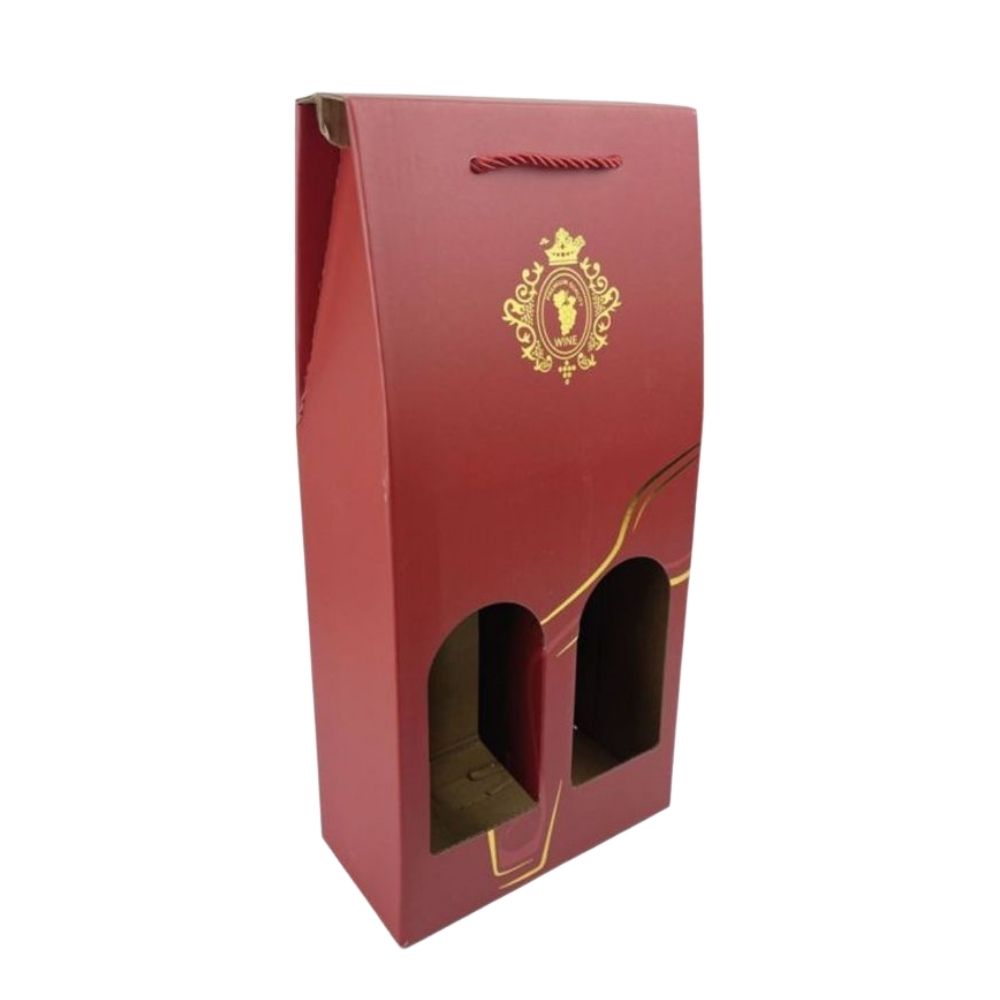 Sacchetto portabottiglie vino con maniglia 2 bottiglie