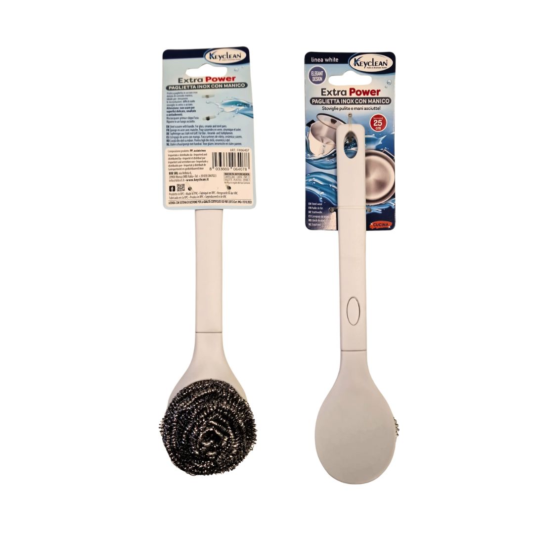 Paglietta inox KEYCLEAN con manico 25 cm