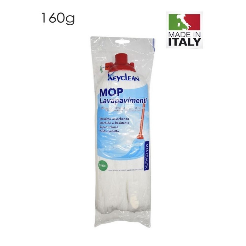 Mocio Industriale Con Manico Lungo 152 Cm E Testa In Cotone-Rayon, GRAREND - Mocio Bagnato Per Pavimenti, Adatto A Casa, Garage E Ufficio