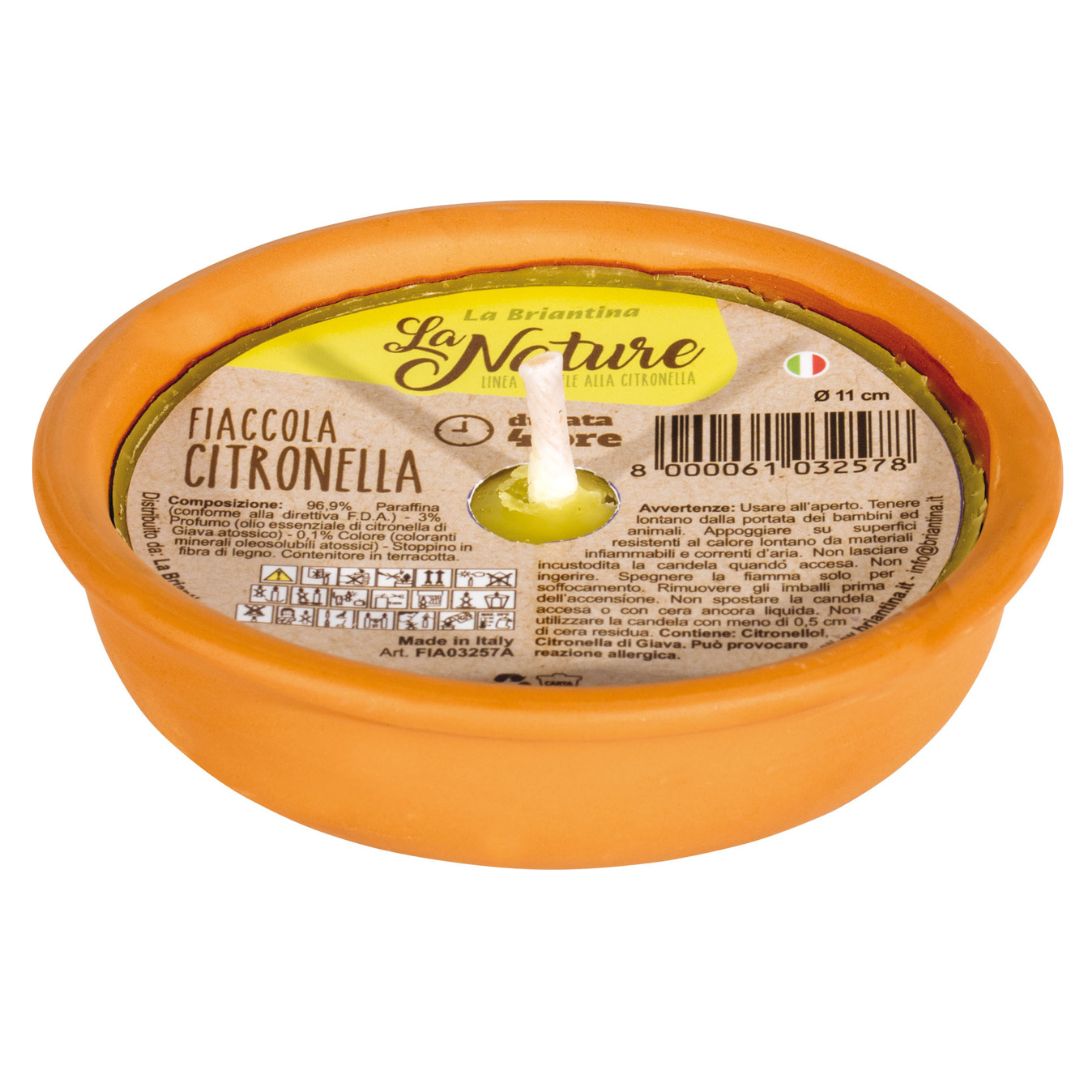 Fiaccola citronella diametro 11 cm contenitore terracotta 1 pz