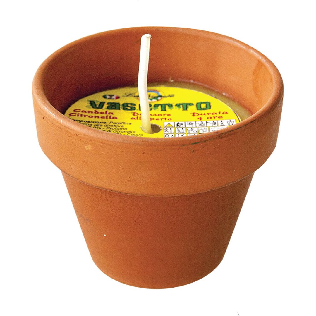 Fiaccola citronella diametro 5,5 cm contenitore terracotta 1 pz
